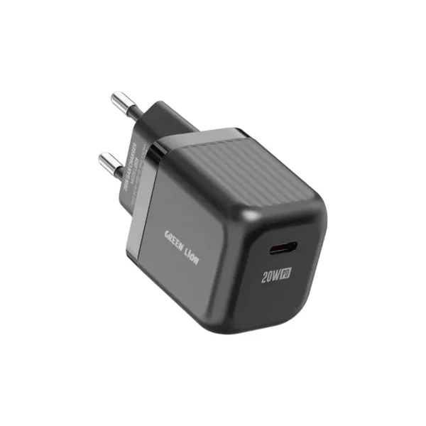 Green Lion Ultra Compact GaN Wall Charger EU Pin USB-C 20W – Black